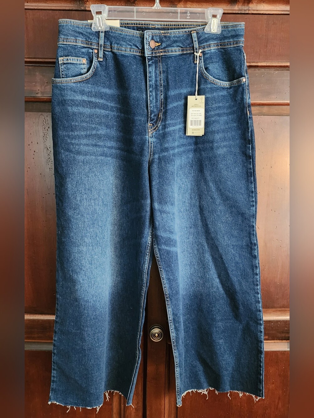 Boden Wide Leg High Rise Raw Hem Jeans, US 12R